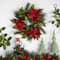 24" Red Glittered Poinsettia & Long Pine Christmas Wreath